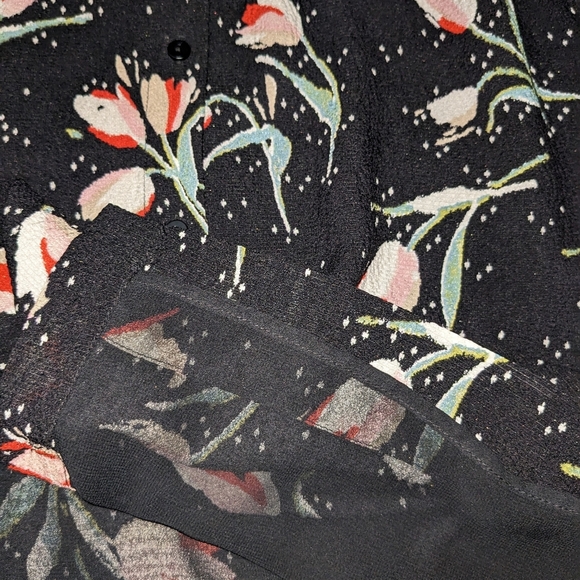 Rebecca Taylor Long Sleeve Button Front Tie Waist Floral Print Dress Women's 8 - Picture 8 of 11